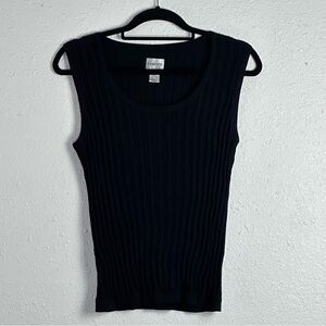 Chicos Black Ribbed Sleeveless Top Size 2